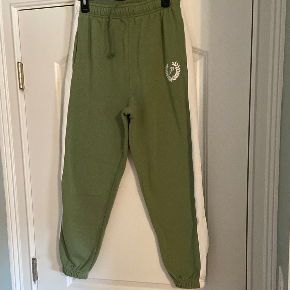 VS Pink Green Joggers with White Stripe